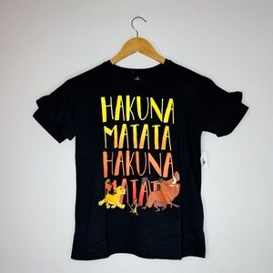 New Disney Black & Yellow Hakuna Matata Lion King Short Sleeve Tee Size L, Girls
